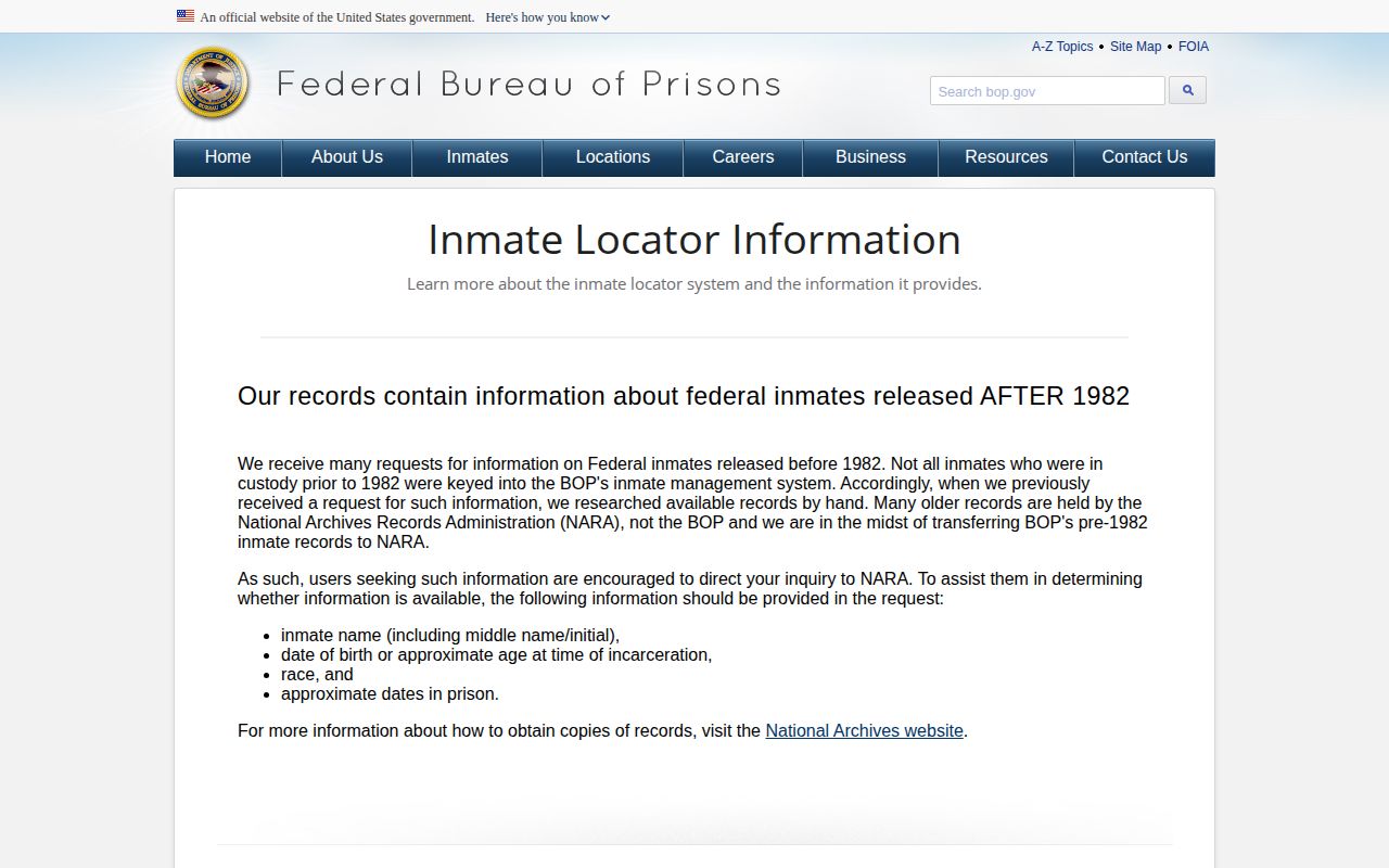Federal Bureau of Prisons release-record coverage for Henderson County searches